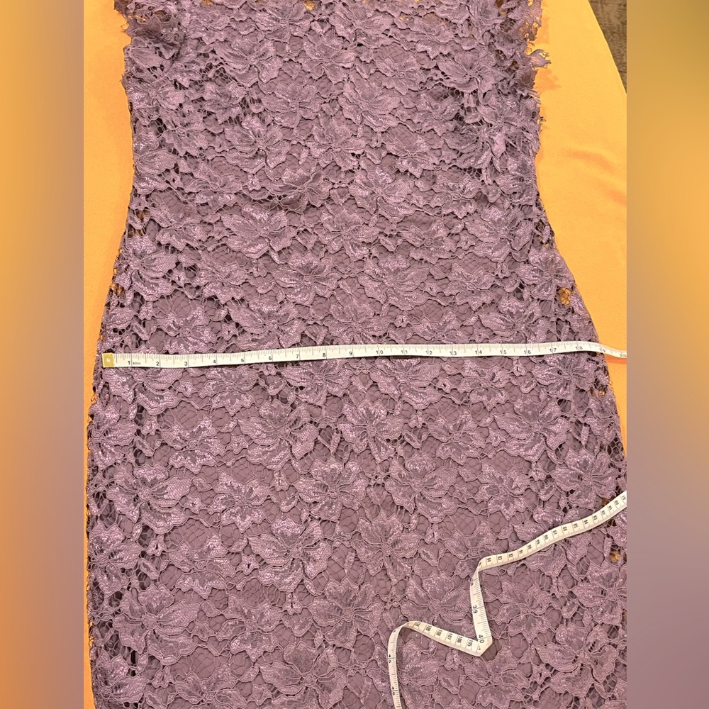 Enfocus Studio lace floral dress with stand-up collar, zipper in black. Midi, M - Picture 10 of 11